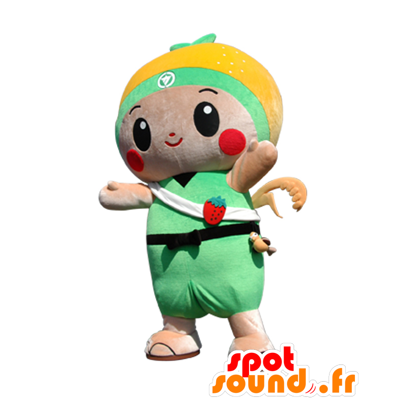 Mascot Hagamarukun. groen gekleurde jongen mascotte en oranje - MASFR28073 - Yuru-Chara Japanse Mascottes