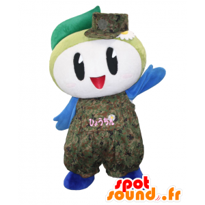 Hyochin mascot. Blue snowman mascot, green and white - MASFR28074 - Yuru-Chara Japanese mascots