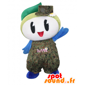 Mascot Hyochin. Mascot homem azul, verde e branco - MASFR28074 - Yuru-Chara Mascotes japoneses