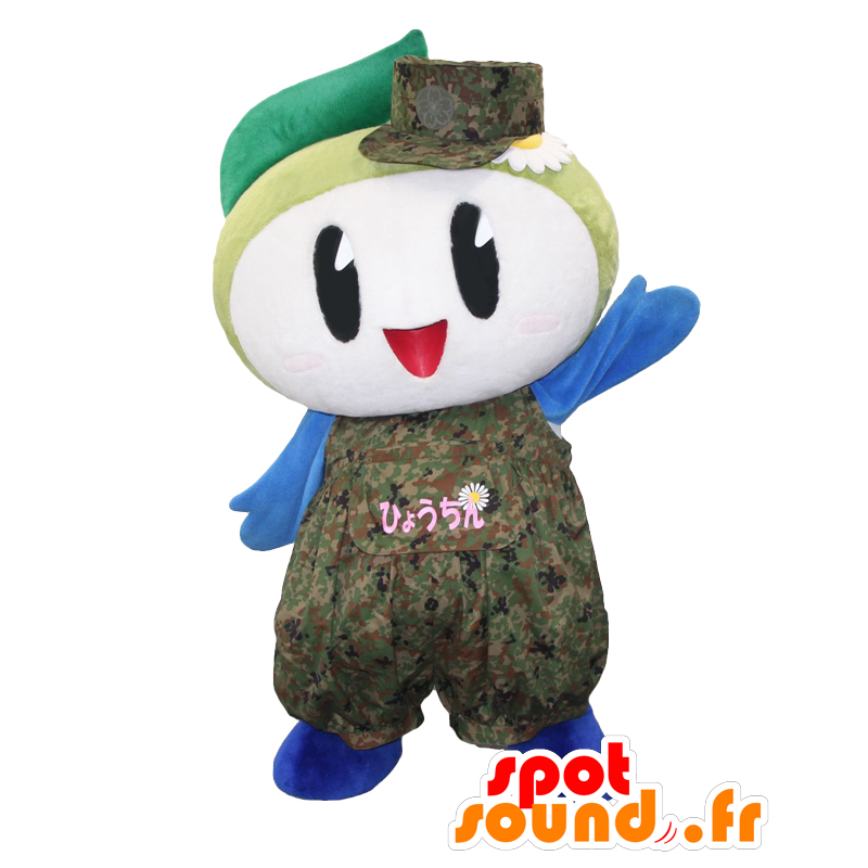 Mascot Hyochin. Mascot mann blå, grønn og hvit - MASFR28074 - Yuru-Chara japanske Mascots