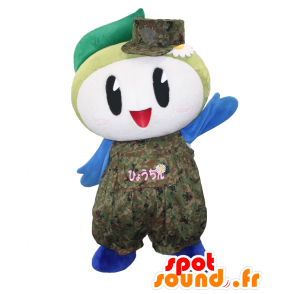 Hyochin mascot. Blue snowman mascot, green and white - MASFR28074 - Yuru-Chara Japanese mascots