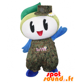 Mascot Hyochin. Mascot homem azul, verde e branco - MASFR28074 - Yuru-Chara Mascotes japoneses