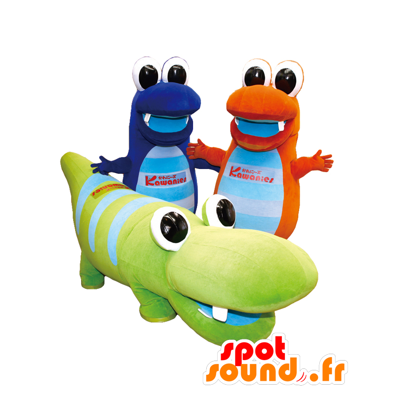 Kawanizu Maskottchen. 3 Maskottchen farbigen Krokodile - MASFR28075 - Yuru-Chara japanischen Maskottchen