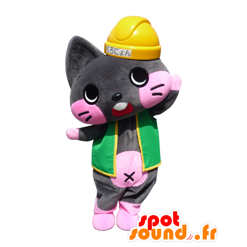 Kuronyon Maskottchen. Graue Katze Maskottchen mit Kopfhörern - MASFR28076 - Yuru-Chara japanischen Maskottchen