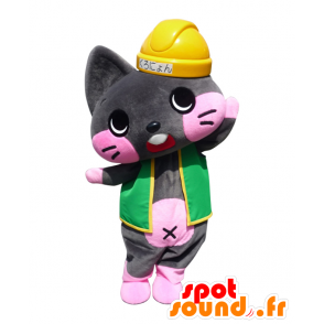 Kuronyon Maskottchen. Graue Katze Maskottchen mit Kopfhörern - MASFR28076 - Yuru-Chara japanischen Maskottchen