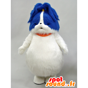 Maskot Adachin. Maskot bílé a modré pes, všechno chlupatý - MASFR28077 - Yuru-Chara japonské Maskoti