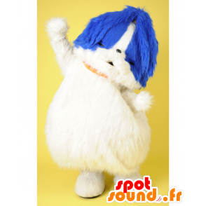 Mascot Adachin. Mascot witte en blauwe hond, allen harige - MASFR28077 - Yuru-Chara Japanse Mascottes