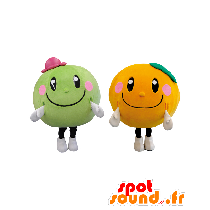 Mascotes Umepi e Mikapi. 2 mascotes arredondar frutas - MASFR28081 - Yuru-Chara Mascotes japoneses