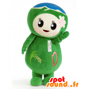 Tamachan maskot. Grön och blå snögubbe maskot - Spotsound maskot