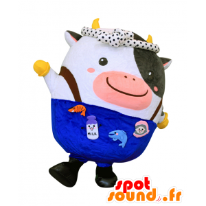Mascotte de Ryoshikun. Mascotte de vache en salopette - MASFR28086 - Mascottes Yuru-Chara Japonaises