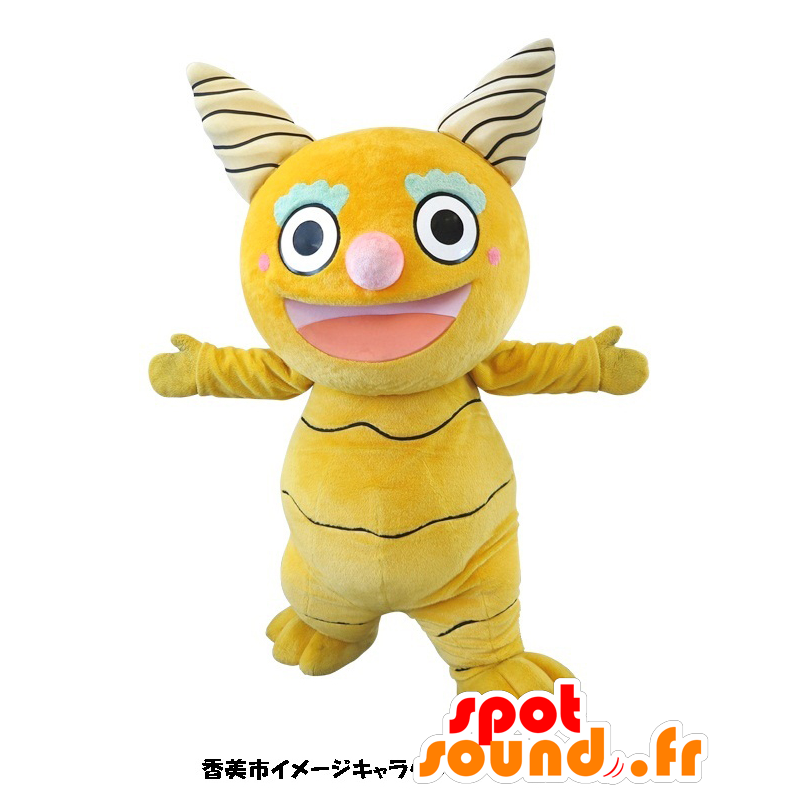 Ryu-kun maskot. Gul monster maskot med horn - Spotsound maskot