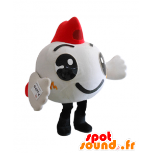 Kin-chan maskot. Stor vit och röd fiskmaskot - Spotsound maskot