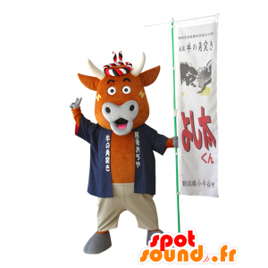 Mascot Yoshi-kun. Brown cow mascot, bull - MASFR28092 - Yuru-Chara Japanese mascots