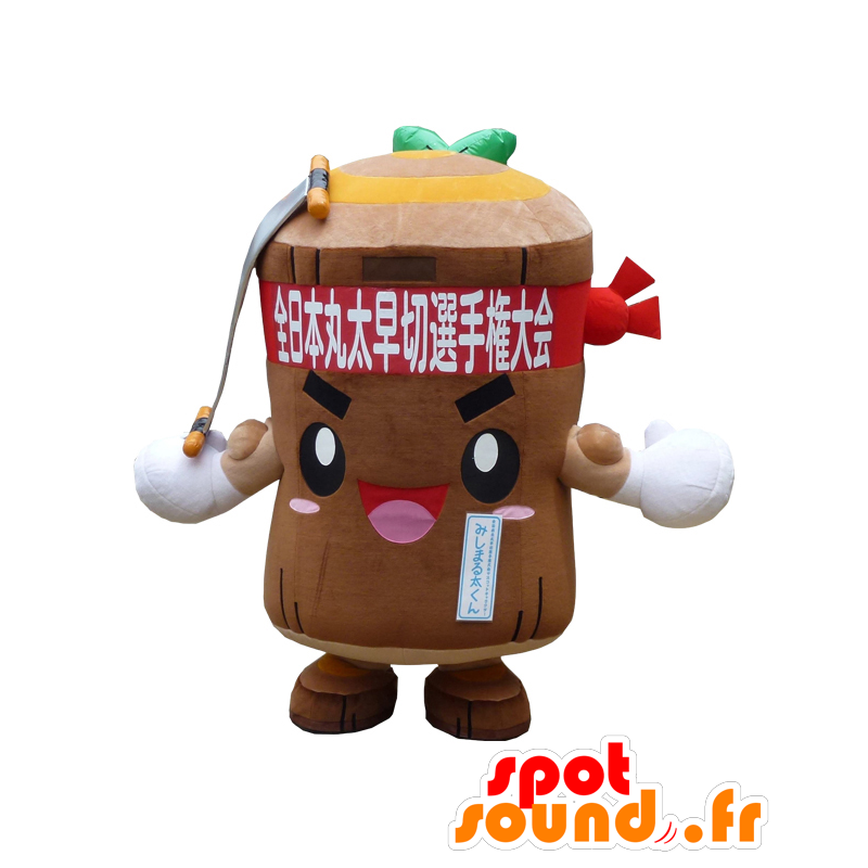 Mascot Mishimaru kun. Brown tree trunk mascot - MASFR28093 - Yuru-Chara Japanese mascots