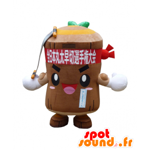 Mascotte de Mishimaru kun. Mascotte de tronc d'arbre marron - MASFR28093 - Mascottes Yuru-Chara Japonaises