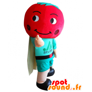 ベジくんのマスコット。スーパーヒーローの衣装を着たトマトのマスコット-MASFR28094-日本のゆるキャラのマスコット