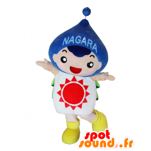 Nagaran maskot. Vattendroppmaskot med en sol - Spotsound maskot