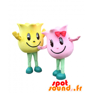 Mascot Tyuri kun en Lip-chan. 2 mascottes reus tulpen - MASFR28099 - Yuru-Chara Japanse Mascottes