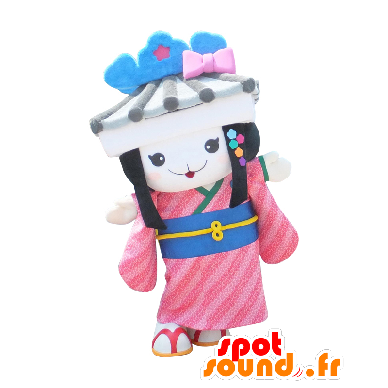 Mascotte de Udatsu Komachi. Mascotte de Japonaise avec un temple - MASFR28104 - Mascottes Yuru-Chara Japonaises