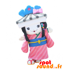 Mascot Udatsu Komachi. Mascot with a Japanese temple - MASFR28104 - Yuru-Chara Japanese mascots