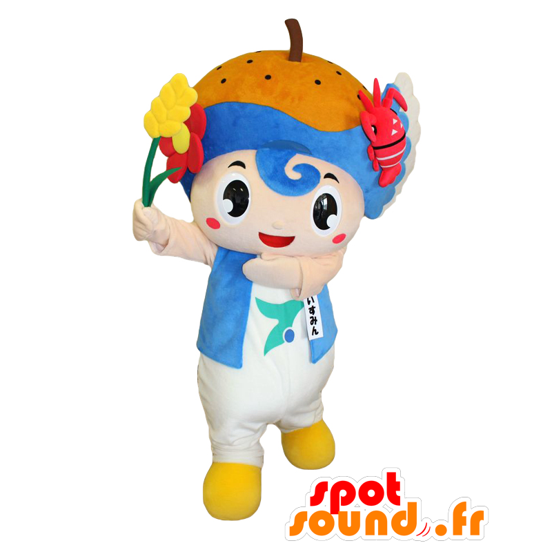 Isumin mascot. Boy with a pear and a lobster - MASFR28105 - Yuru-Chara Japanese mascots