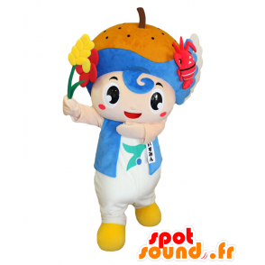 Isumin mascot. Boy with a pear and a lobster - MASFR28105 - Yuru-Chara Japanese mascots