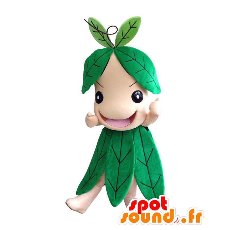 Mascot Mametcha. maskotti pukeutunut vihreät lehdet - MASFR28112 - Mascottes Yuru-Chara Japonaises