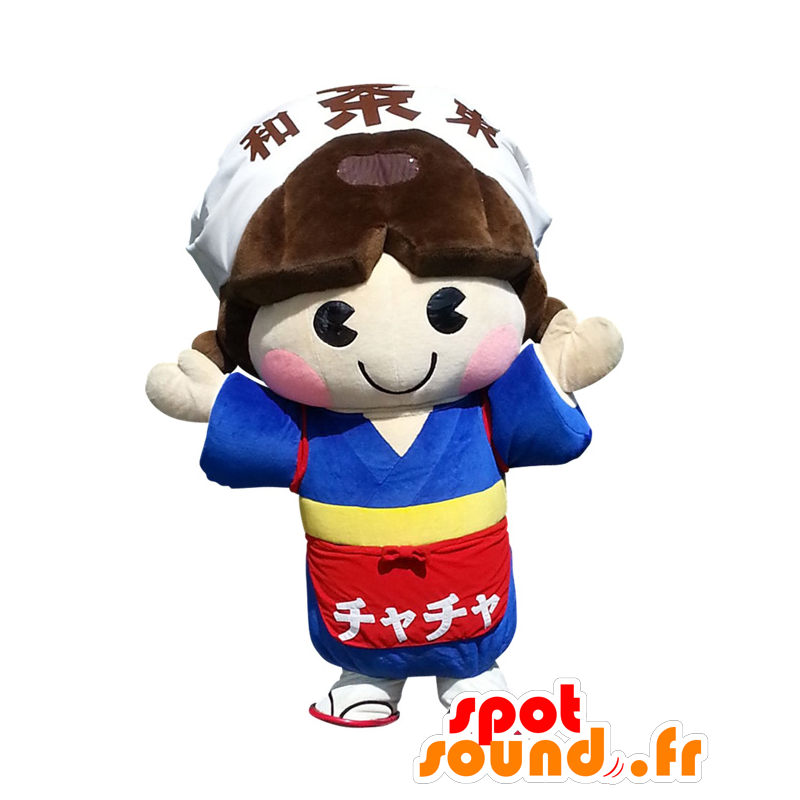 Mascotte de Tea-chan. Mascotte de fille japonaise colorée - MASFR28115 - Mascottes Yuru-Chara Japonaises