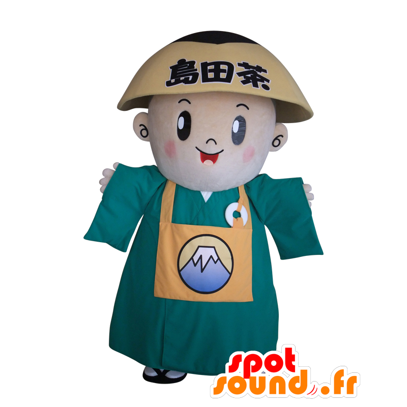 Mascot Eisai Zenji. Drengemaskot med en skål - Spotsound maskot