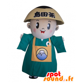 Mascot Eisai Zenji. Drengemaskot med en skål - Spotsound maskot