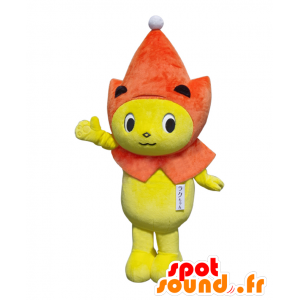 Raku-chan maskot. Gul och orange lejonmaskot - Spotsound maskot
