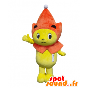 Raku-chan maskot. Gul och orange lejonmaskot - Spotsound maskot