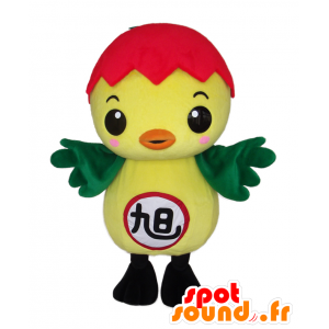 ASAPI mascotte. Giallo pulcino mascotte, rosso e verde - MASFR28125 - Yuru-Chara mascotte giapponese