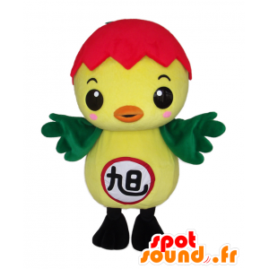 Maskot ASAPI. yellow chick maskot, červené a zelené - MASFR28125 - Yuru-Chara japonské Maskoti
