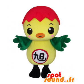 ASAPI mascotte. Giallo pulcino mascotte, rosso e verde - MASFR28125 - Yuru-Chara mascotte giapponese