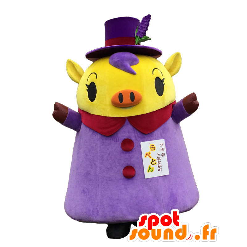 Rabeton mascotte. Elegante maiale giallo mascotte - MASFR28127 - Yuru-Chara mascotte giapponese