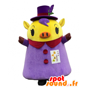 Rabeton Maskottchen. Elegante gelbe Schwein-Maskottchen- - MASFR28127 - Yuru-Chara japanischen Maskottchen