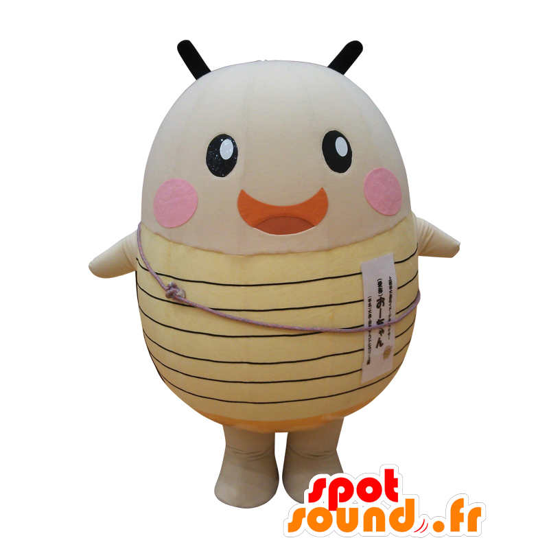 Oh-chan mascot. Firefly mascot beige and yellow giant - MASFR28129 - Yuru-Chara Japanese mascots