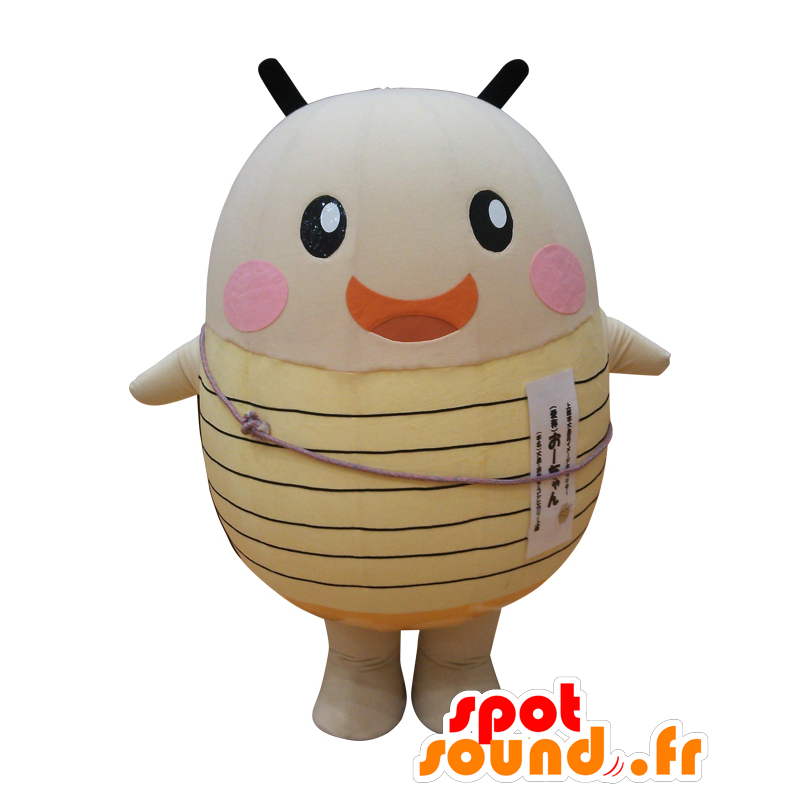 Mascot Oh-chan. Firefly bege mascote gigante e amarelo - MASFR28129 - Yuru-Chara Mascotes japoneses