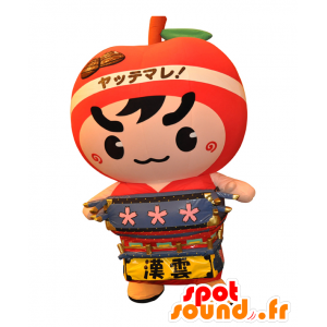 御所林のマスコット。男の子のマスコット、巨大な赤いリンゴ-MASFR28130-日本のゆるキャラのマスコット