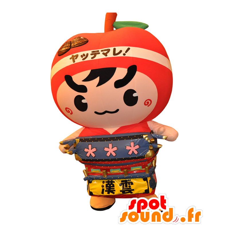 Goshorin Maskottchen. Boy Maskottchen, ein riesiger roter Apfel - MASFR28130 - Yuru-Chara japanischen Maskottchen