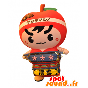 Goshorin Maskottchen. Boy Maskottchen, ein riesiger roter Apfel - MASFR28130 - Yuru-Chara japanischen Maskottchen