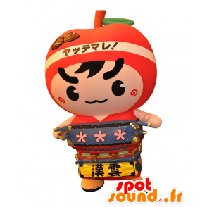 Mascot Goshorin. Boy mascotte, reuze rode appel - MASFR28130 - Yuru-Chara Japanse Mascottes