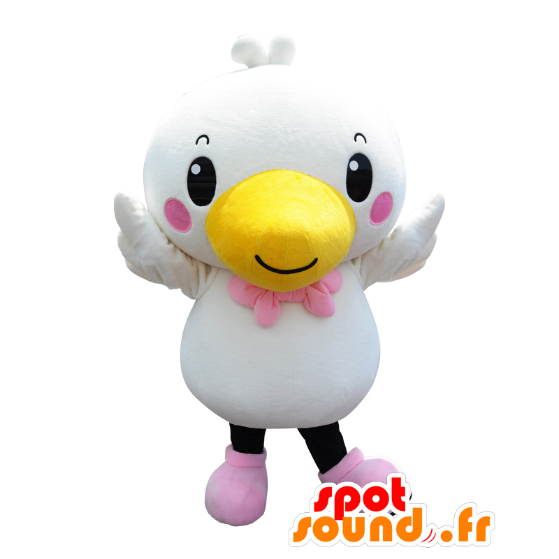 Pekko chan mascotte. Bianco e giallo uccello Mascot - MASFR28131 - Yuru-Chara mascotte giapponese