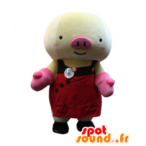 Mascot Pao-chan. geel varken mascotte en gigantische roze - MASFR28134 - Yuru-Chara Japanse Mascottes