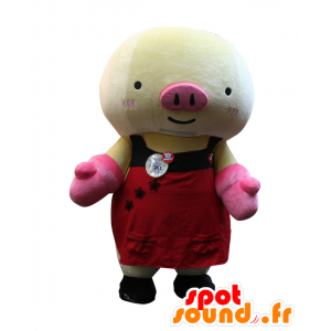 Mascotte de Pao-chan. Mascotte de cochon jaune et rose géant - MASFR28134 - Mascottes Yuru-Chara Japonaises