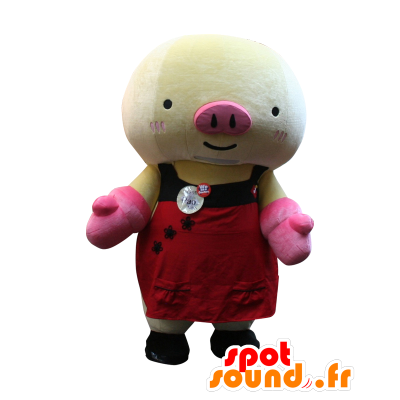 Pao-chan mascot. Yellow pig mascot and giant pink - MASFR28134 - Yuru-Chara Japanese mascots