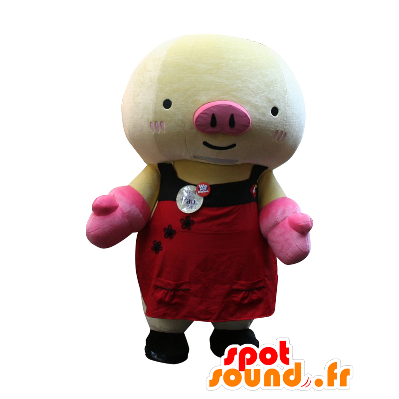 Μασκότ Pao-chan. κίτρινο μασκότ χοίρων και γιγαντιαία ροζ - MASFR28134 - Yuru-Χαρά ιαπωνική Μασκότ