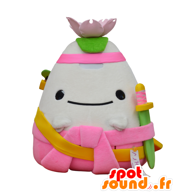 Mascotte de Cobo. Mascotte de montagne blanche avec un lotus - MASFR28136 - Mascottes Yuru-Chara Japonaises