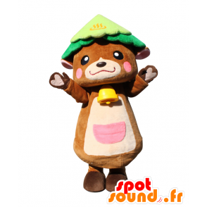 Ogutan Maskottchen. Brown-Kuh-Maskottchen mit einem Baum - MASFR28137 - Yuru-Chara japanischen Maskottchen